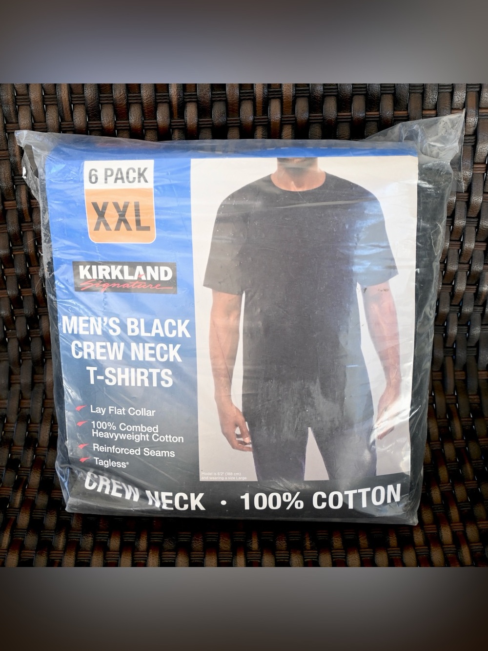 Kirkland Signature Black Men's Crew Neck T-Shirts Pack of 6